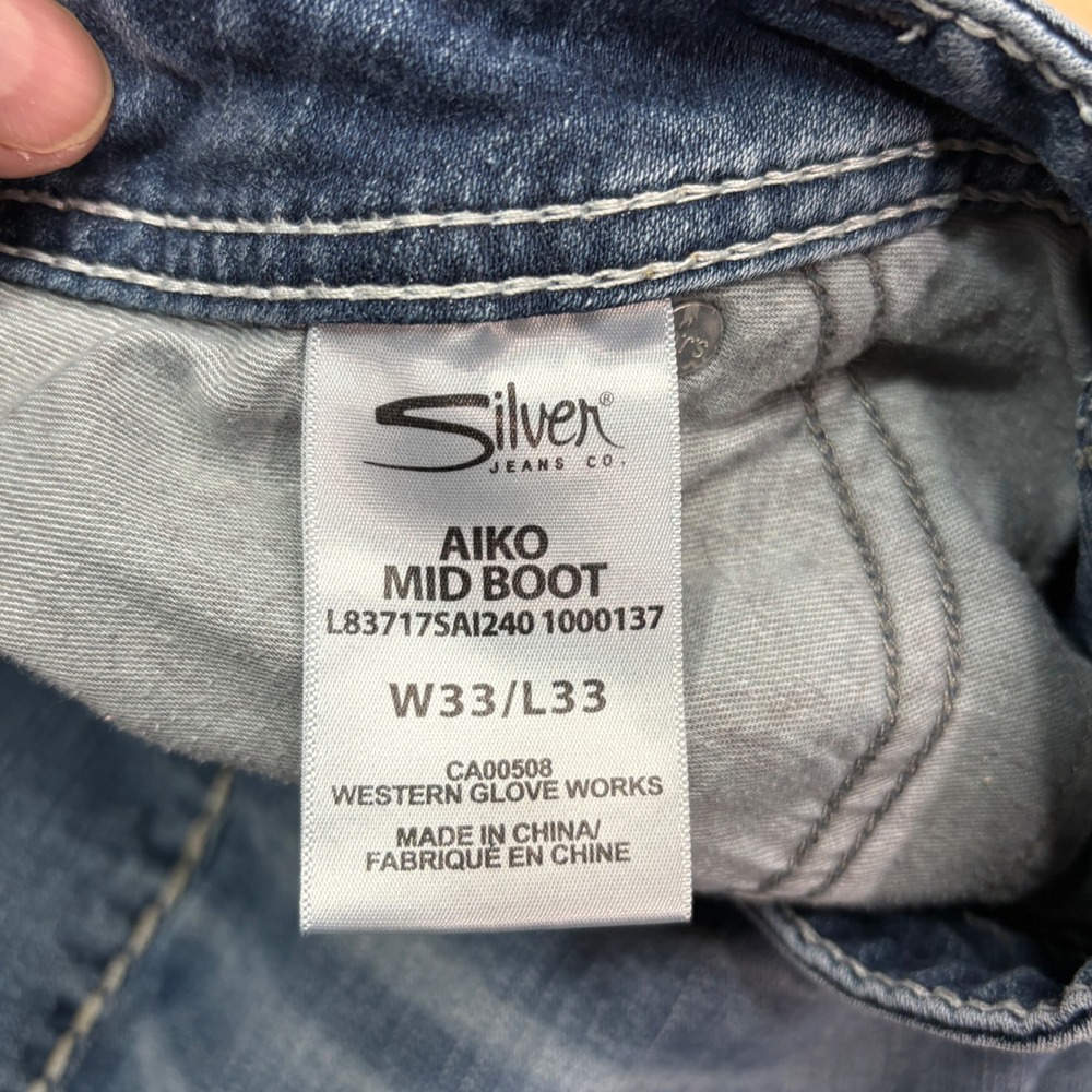 Silver Jeans Co Aiko Mid Boot Blue Denim Jeans W33 L33 L83717SAI240 Medium‎ Wash - Picture 8 of 11